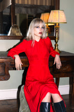 Red silk crepe de chine Nancy dress