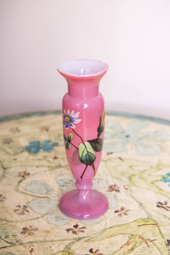 Antique pink floral vase