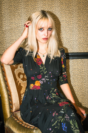 Black Floral Mabel Midi