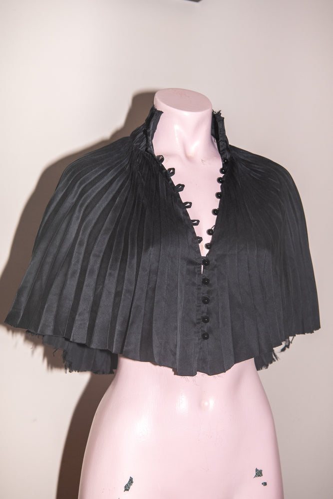 Anne Sophie Black silk button down cape