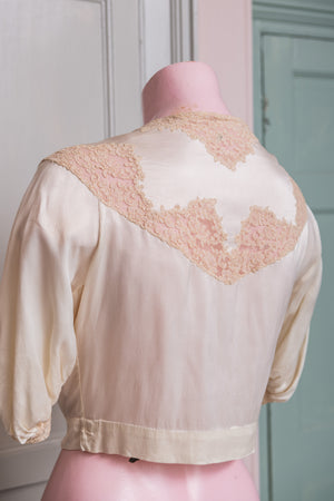 Vintage Ivory silk and lace top
