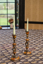 Antique Victorian floral candle holders