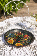 Antique black floral bowl