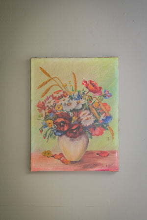 Antique french floral oil painting