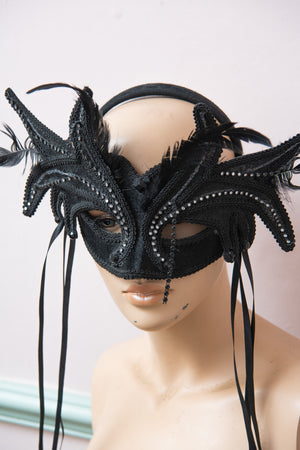 Vintage black velvet masquerade mask