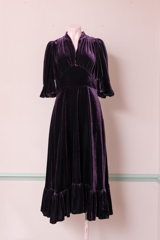 Silk Purple Velvet Midi Joan Sample