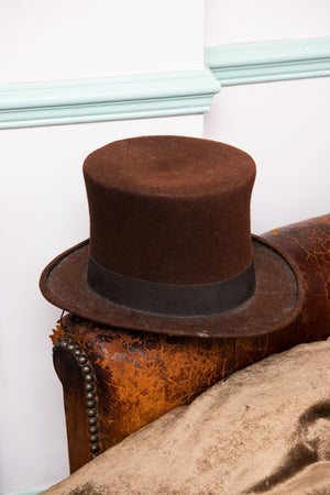 Antique brown felt top hat
