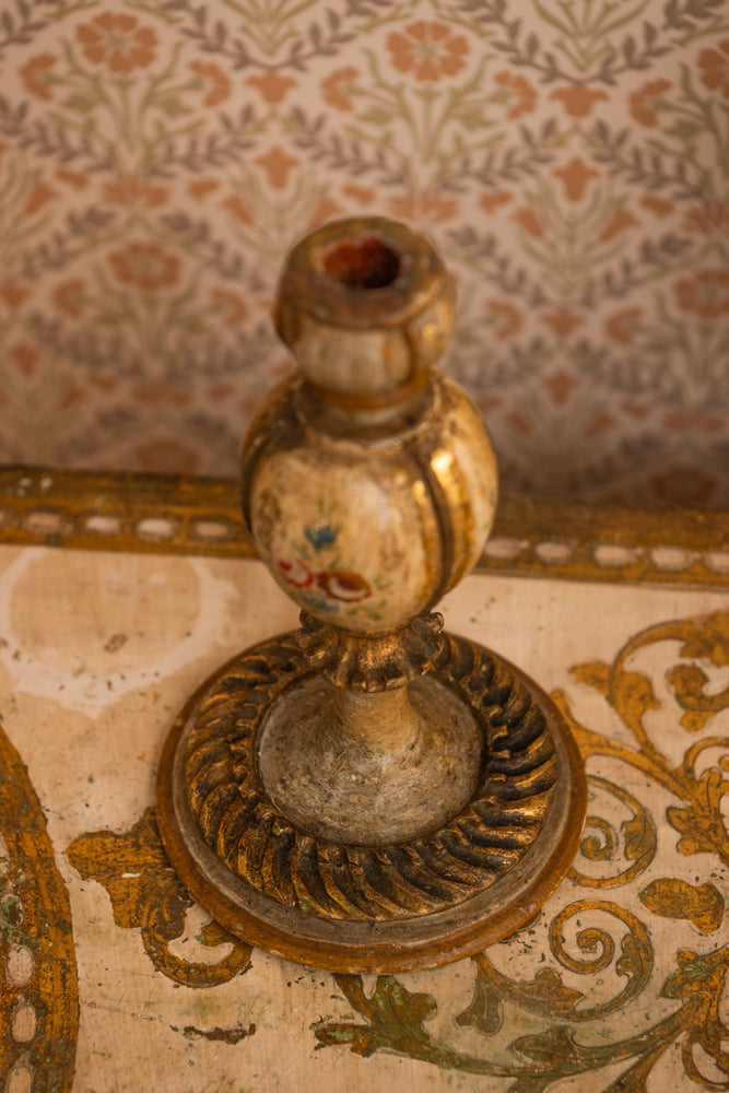 Antique Italian floral candlestick