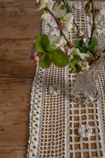 Antique French crochet fringe table runner