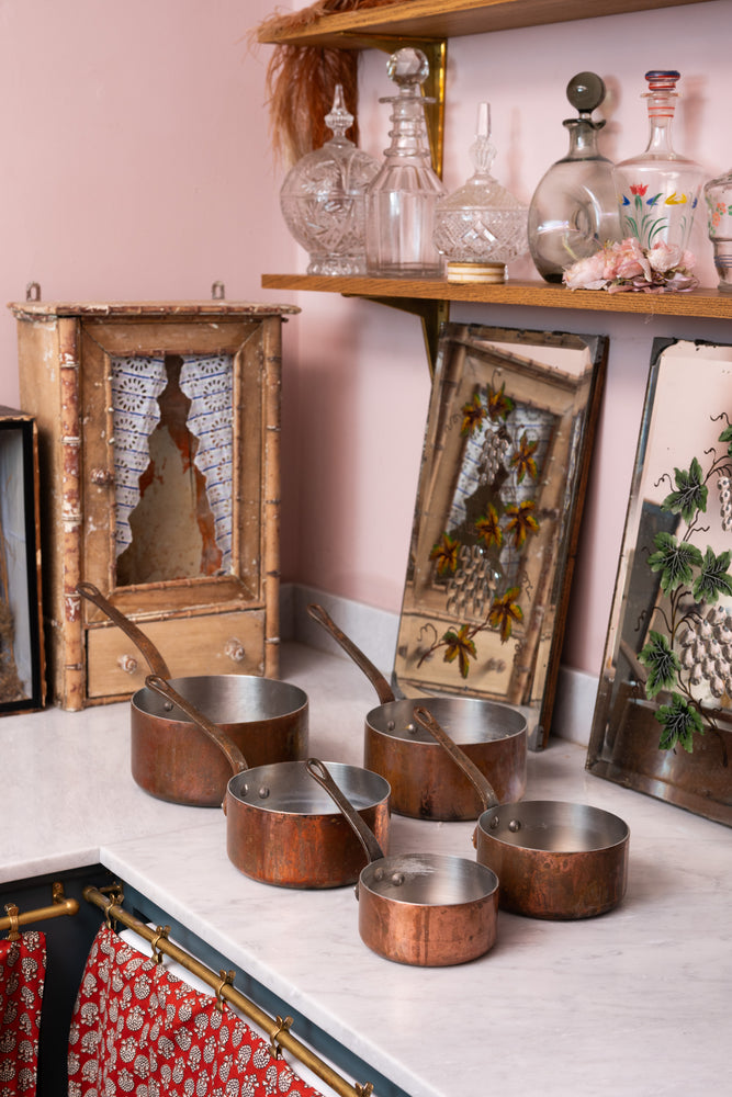 5 x Antique French saucepans