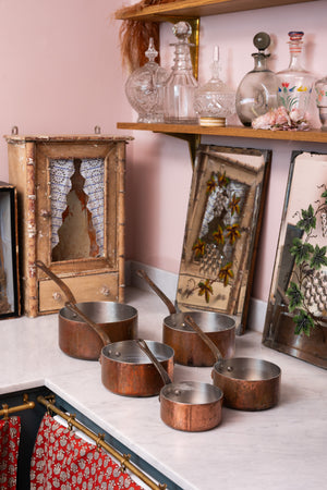 5 x Antique French saucepans