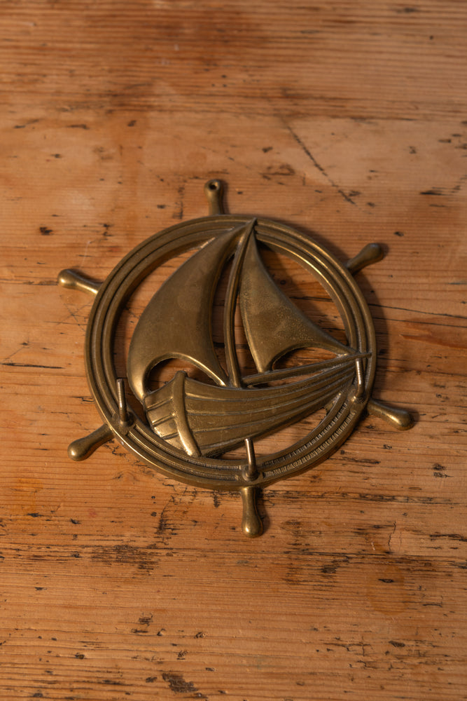 Antique brass ship key holder