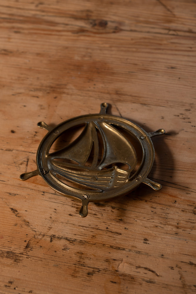 Antique brass ship key holder