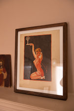 Vintage painting of a Girl in wooden frame
