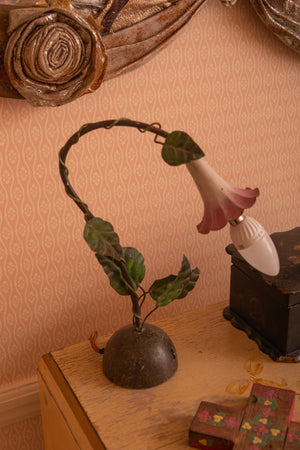 Antique floral side lamp