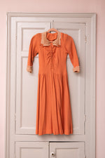 Vintage crepe dress with antique lace collar