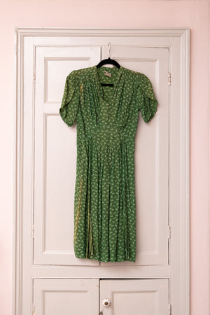 vintage 1930s Rayon green dress