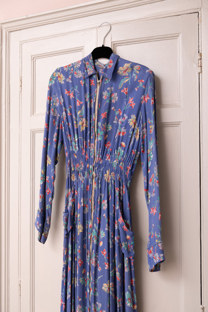Vintage 1930s floral crepe midi dress