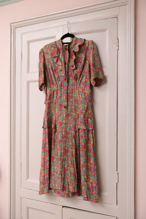 Vintage 1930s floral cotton day dress