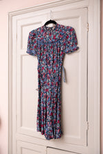 Vintage 1940s blue floral crepe dress