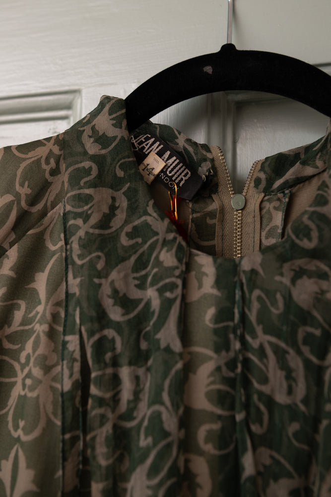 Original Jean Muir Green Chiffon dress