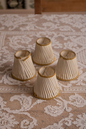 4 x Antique cream lampshades with gold trim