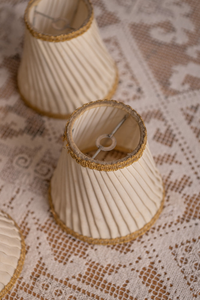 4 x Antique cream lampshades with gold trim
