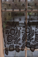 Antique black fine lace curtain panel