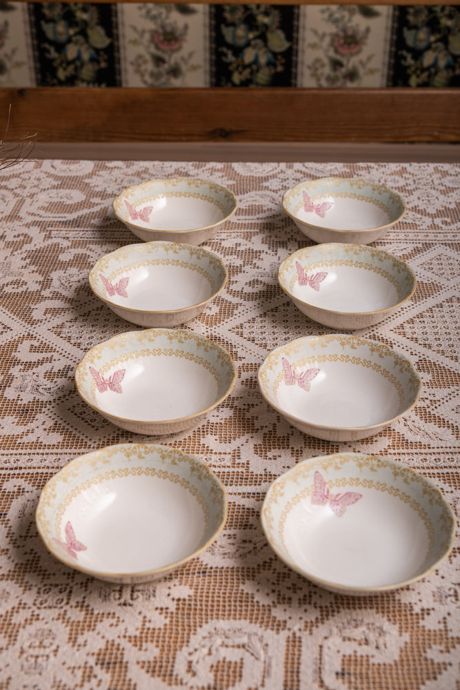 8 x China butterfly cereal bowls by Zandra Rhodes for Royal Albert