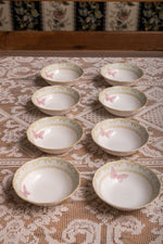 8 x China butterfly cereal bowls by Zandra Rhodes for Royal Albert