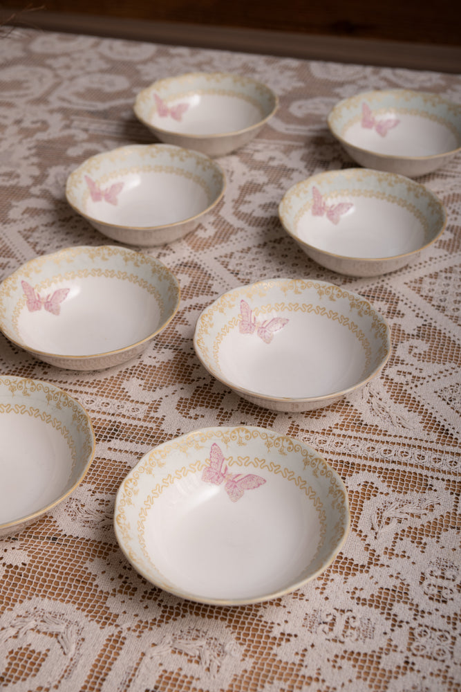 8 x China butterfly cereal bowls by Zandra Rhodes for Royal Albert