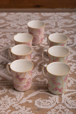 7 x China Mugs with butterflies by Zandra Rhodes for Royal Albert