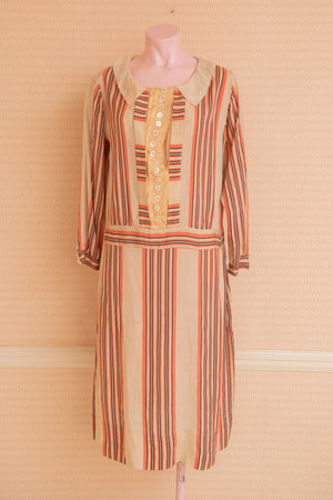 Silk striped dress outlet