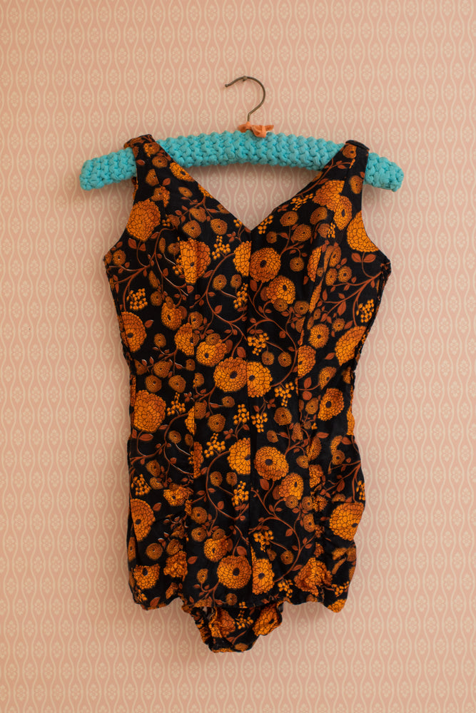 Vintage Black and Orange 50s Swimsuit