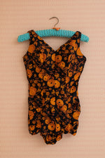 Vintage Black and Orange 50s Swimsuit