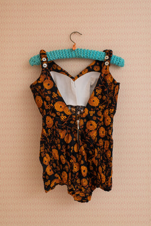 Vintage Black and Orange 50s Swimsuit