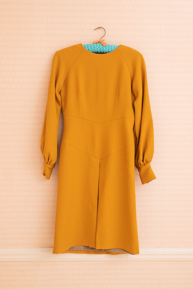 Giulietta Yellow Wool Dress with Long Sleeves