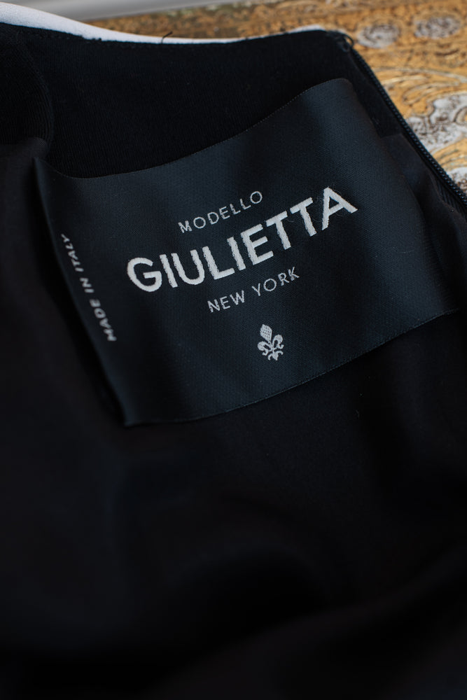 Giulietta Black Midi Long Sleeves Dress with a White Collar