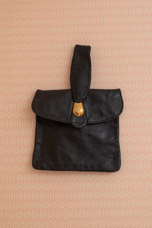 Small Black Leather Clasp Bag