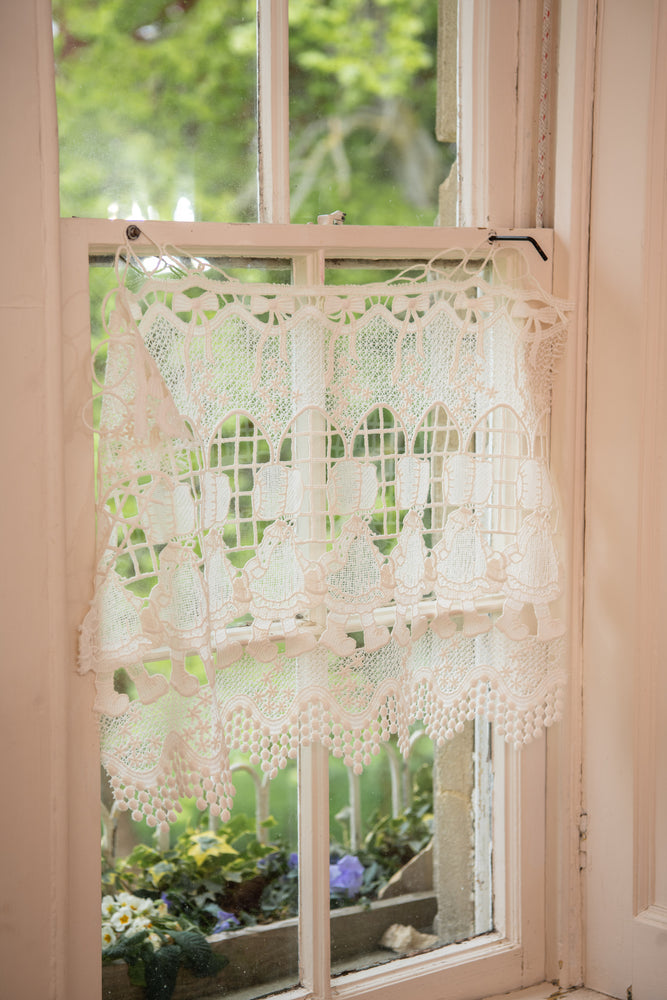Vintage crochet cafe curtains