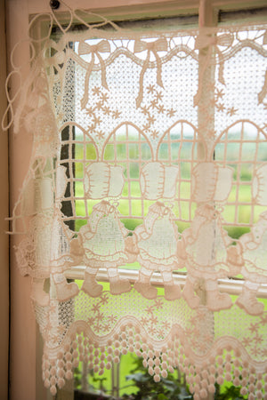 Vintage crochet cafe curtains