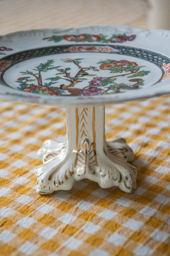 Antique floral cake stand pearllowe