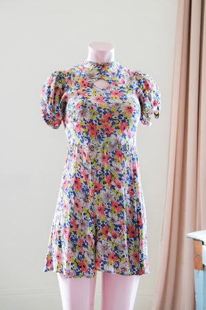 Original 1930s floral mini short sleeve dress