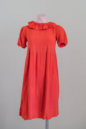 Vintage 1940s Red Crepe Childs Dress