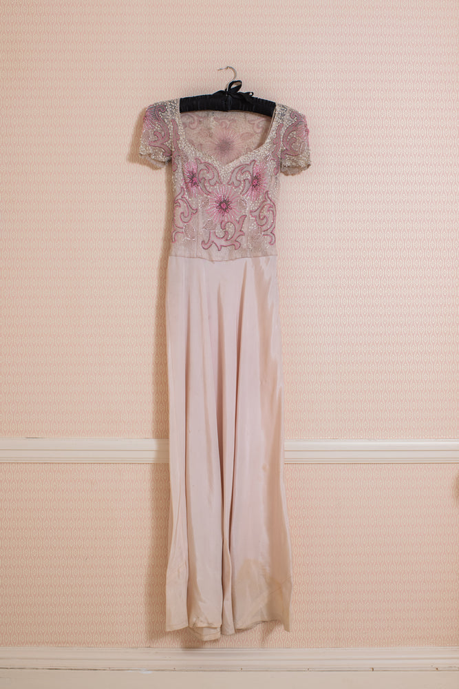 Antique 1930s beaded maxi dress