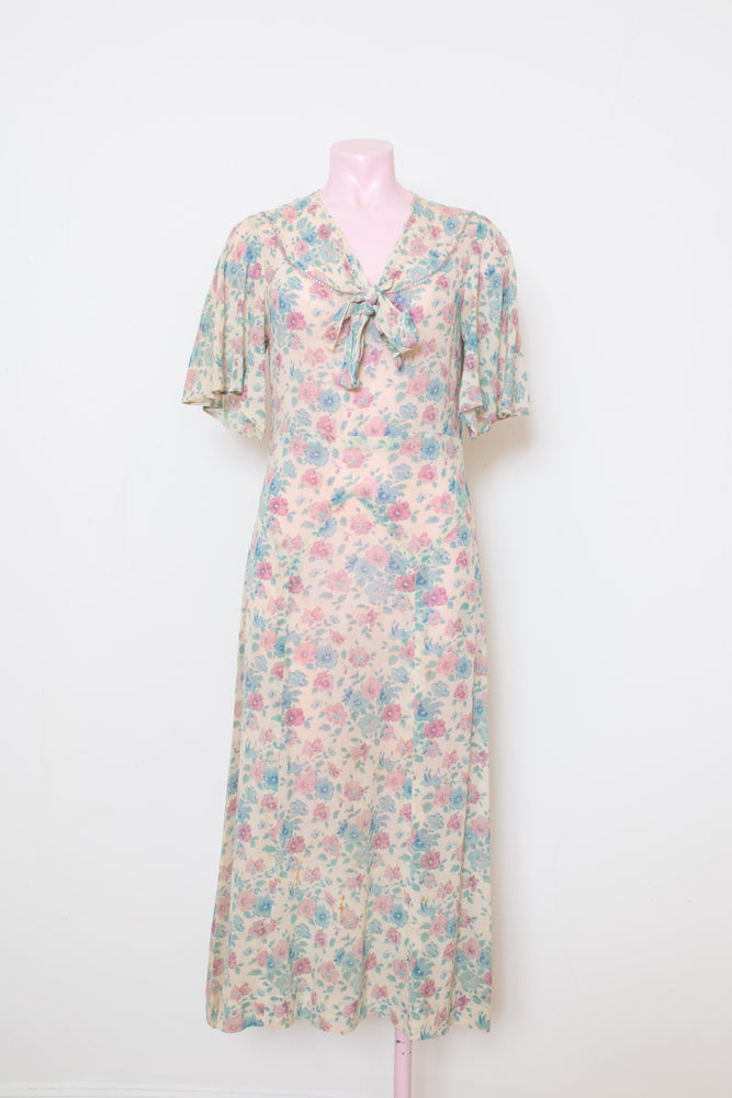 Original 1940s floral short sleeve dress pearllowe