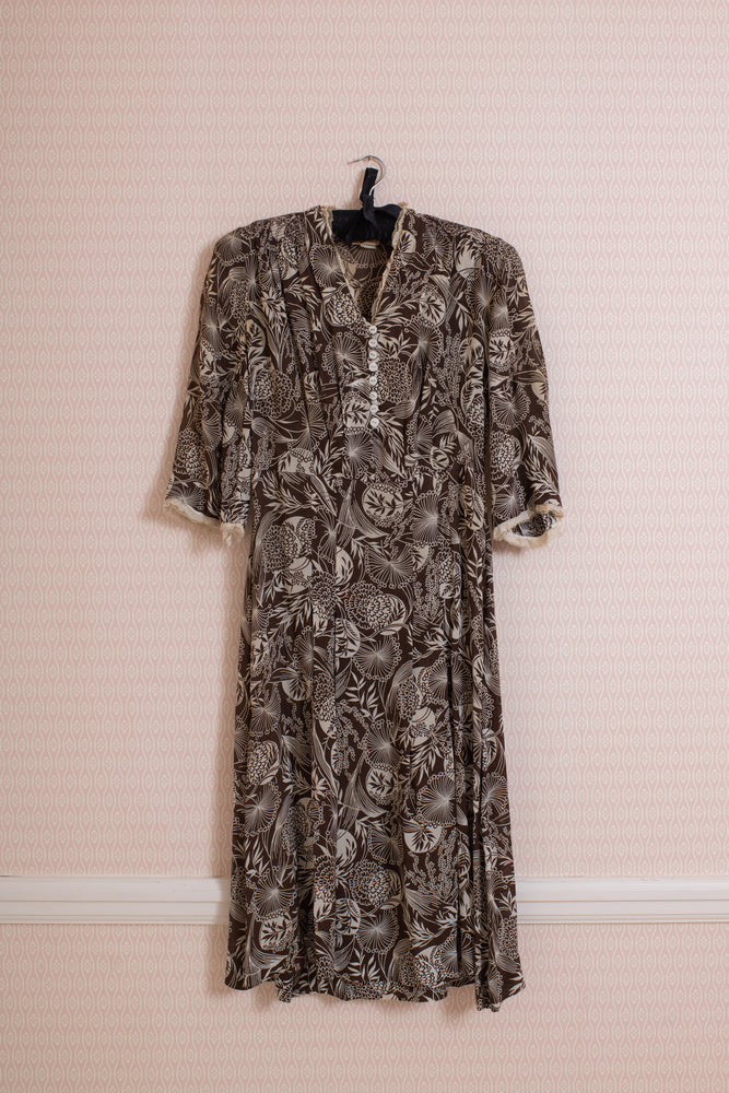 Original 1940s brown floral dress