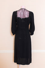 Original 1940s black crepe long sleeve dress