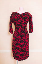 Vintage mini red floral dress with collar