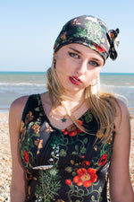 Black Floral Shirley Swimming Hat